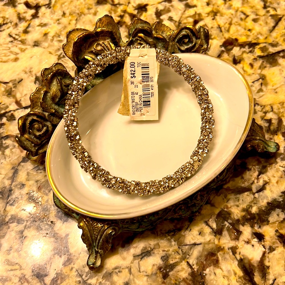 Silver Rhinestone Bangle Bracelet